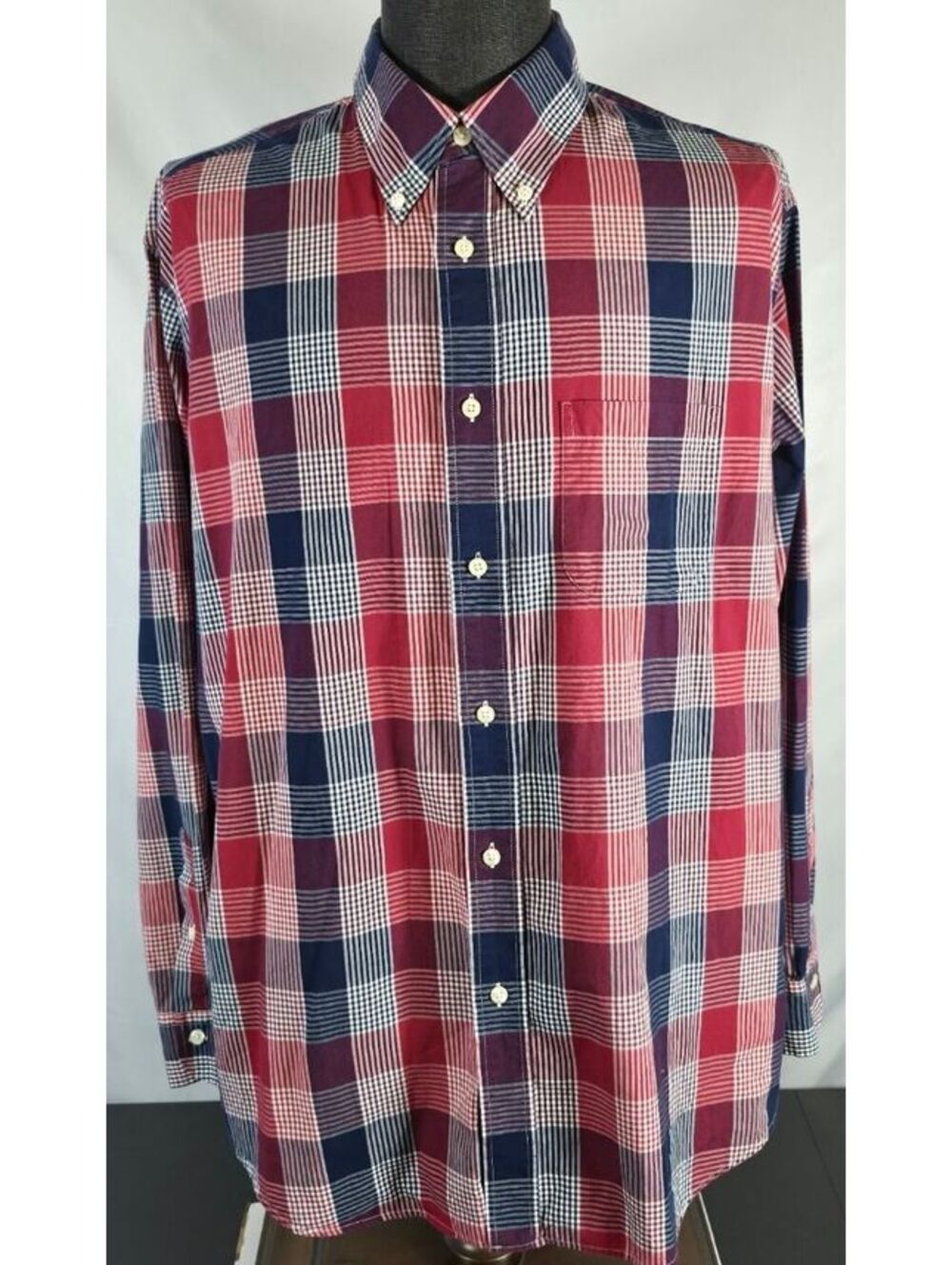 Brooks Brothers Regent XXL Red Navy Plaid Cotton Button Down Shirt